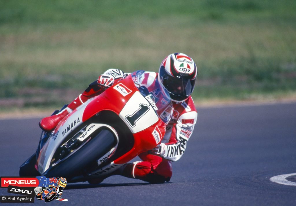Wayne Rainey riding the Yamaha YZR500 at Eastern Creek during the 1992 Australian GP.